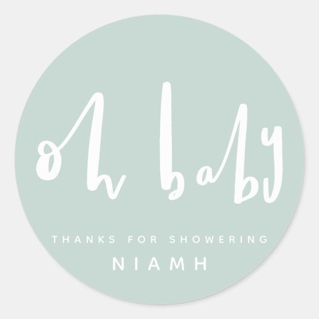 Oh baby, baby shower party thank you stickers (Front)