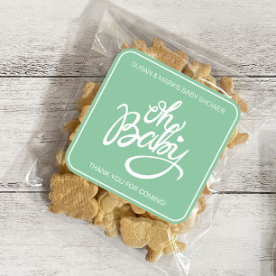 Oh Baby Baby Shower Square Sticker - Green