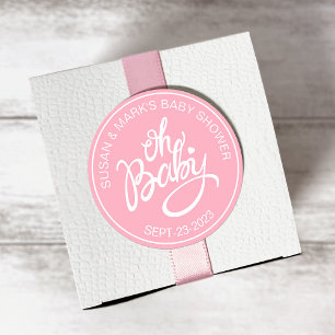 Oh Baby Baby Shower Sticker - Baby Girl