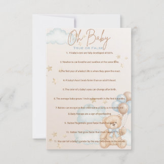 OH Baby, Baby Shower Trivia Game, True or False Invitation