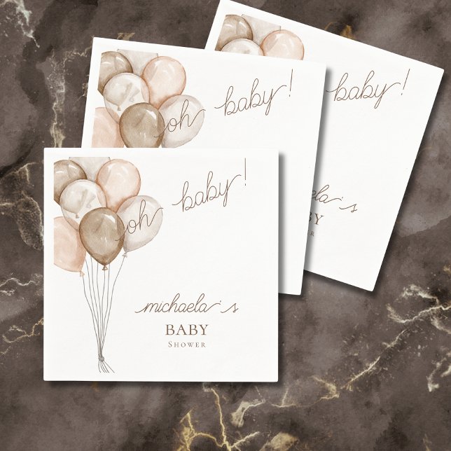 Oh Baby Balloons Boho Baby Shower  Napkin (Creator Uploaded)