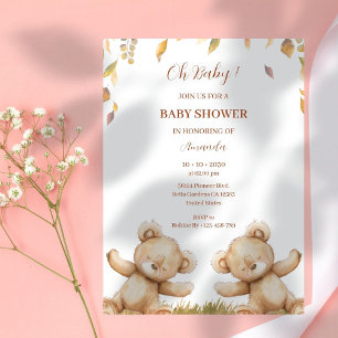 Oh Baby Bear Sleep Cute Baby Shower Invitation