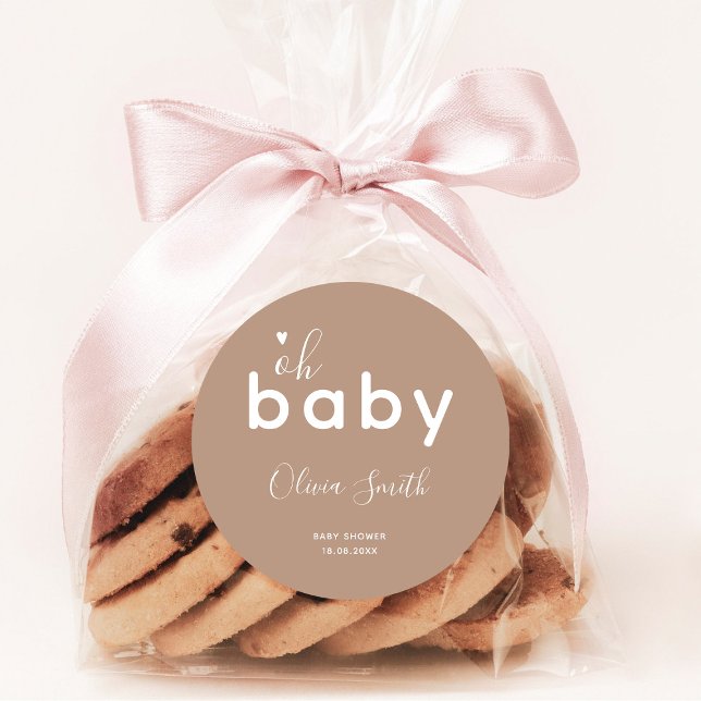 Oh Baby Beige Classic Round Sticker (Creator Uploaded)