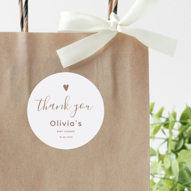 Oh Baby Beige Thank you Classic Round Sticker (Creator Uploaded)