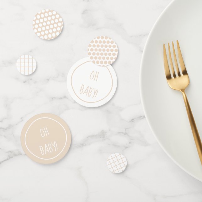 Oh Baby Beige White Baby Shower Patterns Confetti (Group)