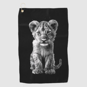 Oh Baby Big Cat Cub Black Golf Towel