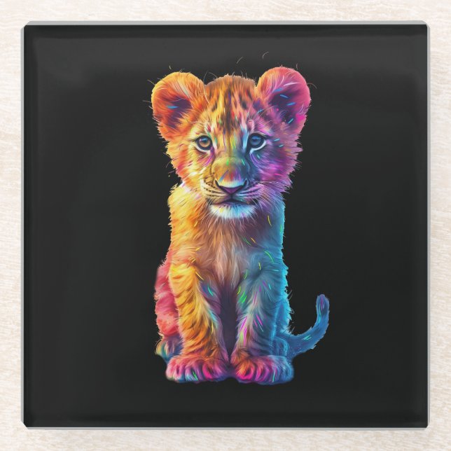 Oh Baby Big Cat Cub  Glass Coaster (Front)
