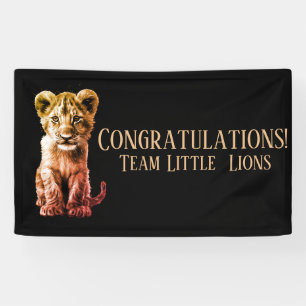 Oh Baby Big Cat Cub Grey 2 Lines Custom Text Banner