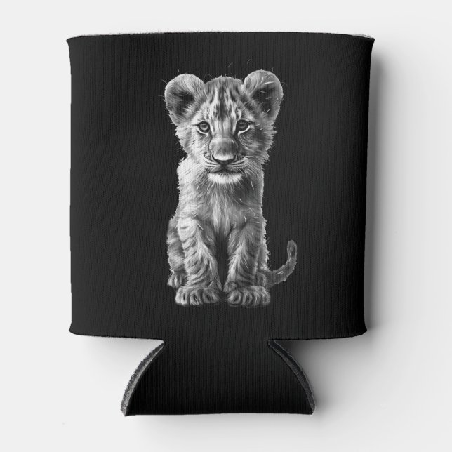 Oh Baby Big Cat Cub Grey Can Cooler (Front)