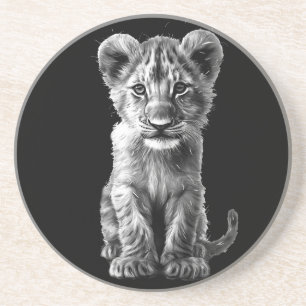 Oh Baby Big Cat Cub Grey Coaster