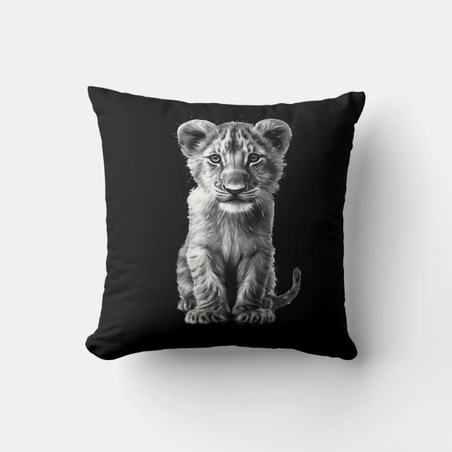 Oh Baby Big Cat Cub Grey Cushion (Front)