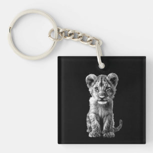 Oh Baby Big Cat Cub Grey Key Ring