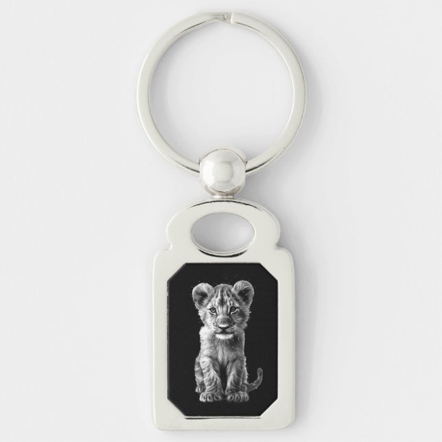 Oh Baby Big Cat Cub Grey Key Ring (Front)