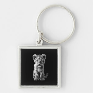 Oh Baby Big Cat Cub Grey Key Ring