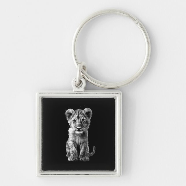 Oh Baby Big Cat Cub Grey Key Ring (Front)