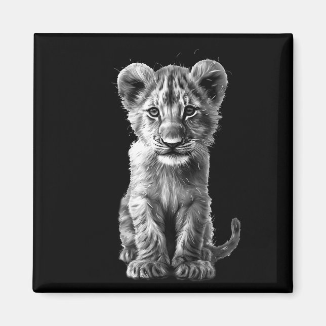 Oh Baby Big Cat Cub Grey Magnet (Front)