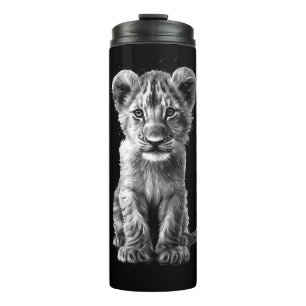 Oh Baby Big Cat Cub Grey Thermal Tumbler