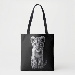 Oh Baby Big Cat Cub Grey Tote Bag