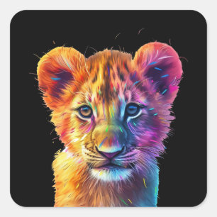 Oh Baby Big Cat Cub Square Sticker