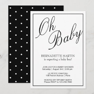Oh Baby Black and White Elegant Baby Shower Invitation