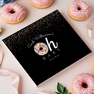 Oh Baby Black Floral Botanical Doughnut Baby Showe Guest Book