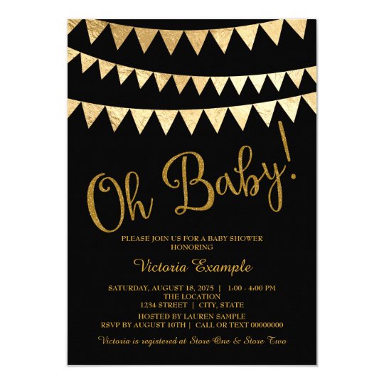 black and gold baby shower invitations