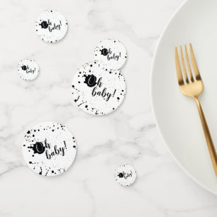 Oh Baby Black + White Splatter Unisex Baby Shower Confetti