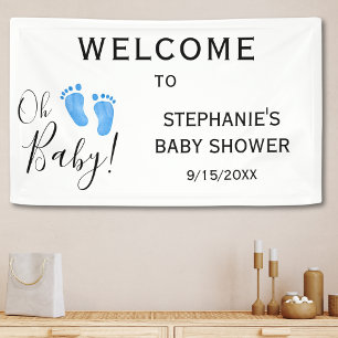 Oh Baby Blue Baby Shower Welcome Banner