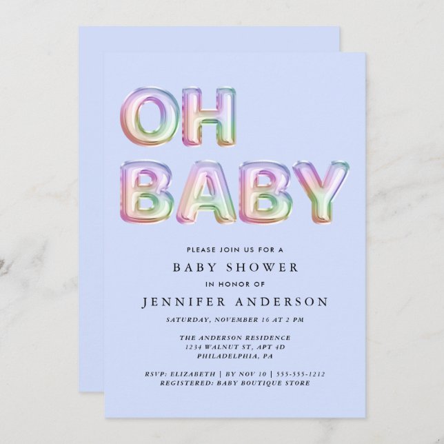 Oh Baby Blue Boy Shower Invitation (Front/Back)