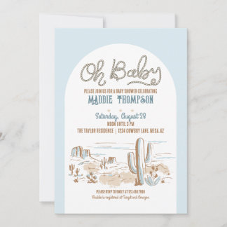 Oh Baby Blue Cowboy Desert Baby Shower Invitation