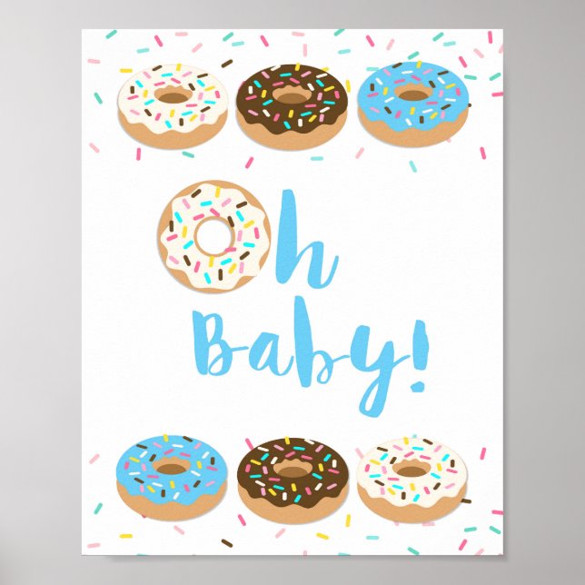 Oh Baby Blue Doughnut Sprinkle Baby Shower Sign (Front)
