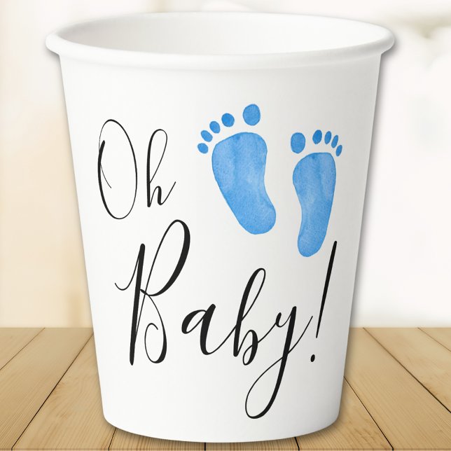 Oh Baby Blue Feet Baby Shower Paper Cups (Creator Uploaded)