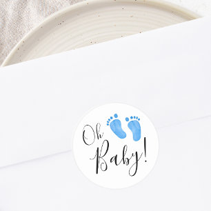Oh Baby Blue Feet Classic Round Sticker