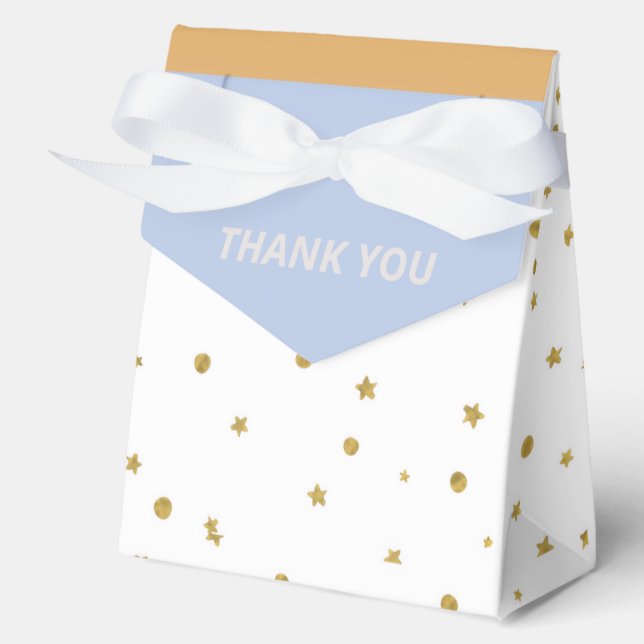 Oh Baby Blue Gold Ginkgo Leaf Baby Shower Favour Box (Front)