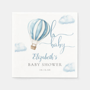 Oh Baby Blue Hot Air Balloon Boy Baby Shower Napkin