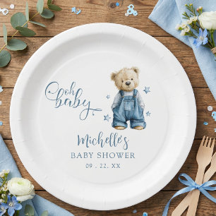 Oh Baby Blue Jean Baby Denim Baby Shower Paper Plate