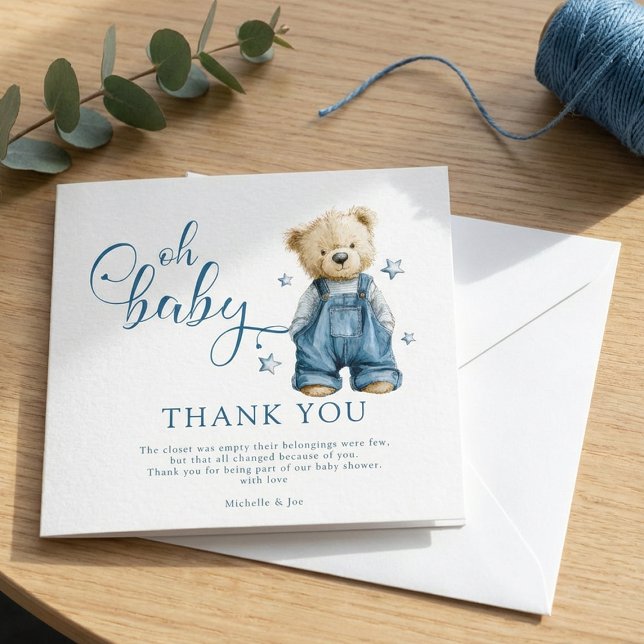 Oh Baby | Blue Jean Baby Denim Baby Shower Thank You Card (Creator Uploaded)