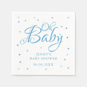 Oh Baby Blue Love Hearts Baby Shower / Sprinkle Napkin