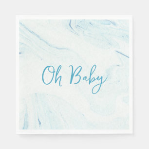 Oh Baby Blue Marble Boy Baby Shower Paper Napkin