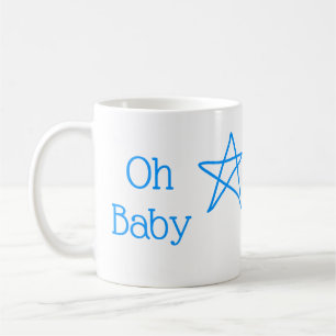 Oh baby blue star baby shower add name modern past coffee mug