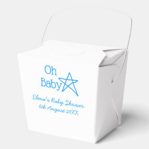Oh baby blue star baby shower add name modern past favour box