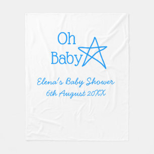 Oh baby blue star baby shower add name modern past fleece blanket