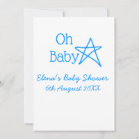 Oh baby blue star baby shower add name modern past