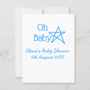 Oh baby blue star baby shower add name modern past postcard