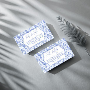 Oh baby blue toile baby shower book request enclosure card