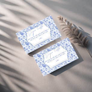 Oh baby blue toile baby shower diaper raffle enclosure card