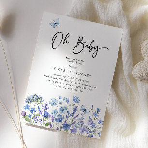 Oh Baby Blue Wildflower Baby Shower Invitation