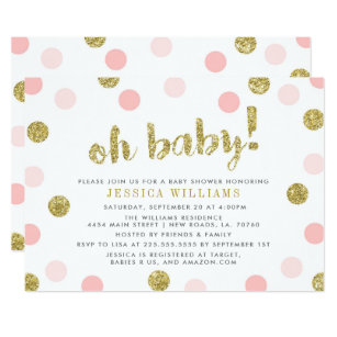 Oh Baby Blush Pink and Gold Baby Shower Invitation