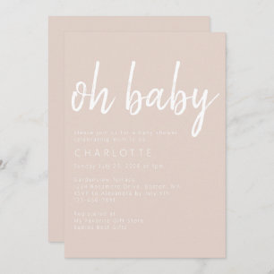 Oh Baby Boho Beige Gender Neutral Baby Shower  Inv Invitation