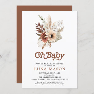 Oh Baby Boho Gender Neutral Baby Shower Invitation